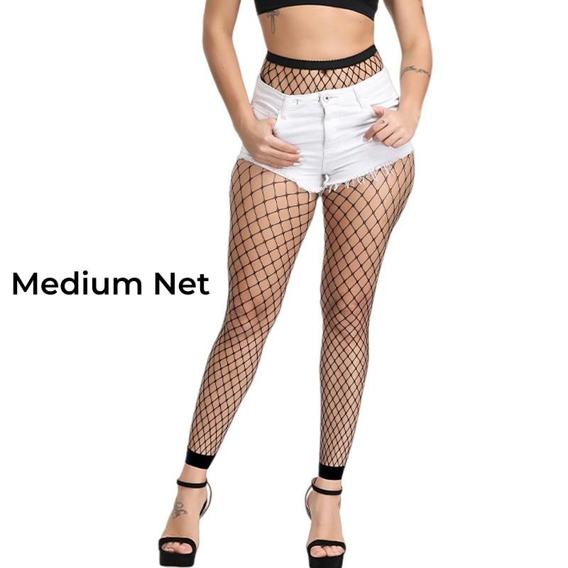 Women Fashion Footless Fishnet Tights High Wasited See Through Net Leggings Black Fishnet Stockings Pantyhose