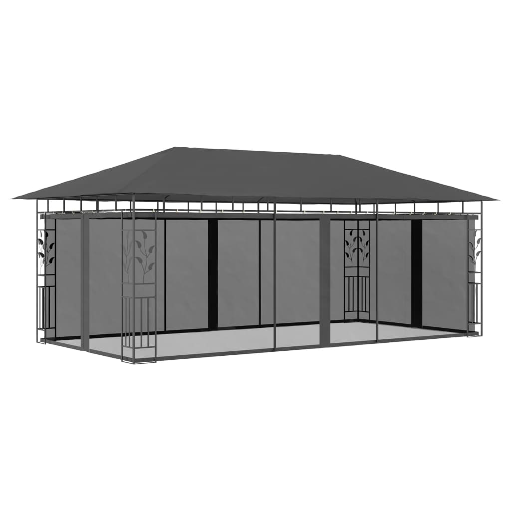 vidaXL Pavillon mit Moskitonetz 6x3x2,73 m Anthrazit dunkelgraue