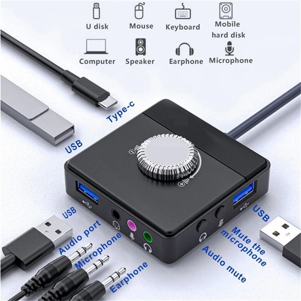 and Play for Laptop USB Sound Adapter Stereo Sound Card External Audio Card External Sound Card