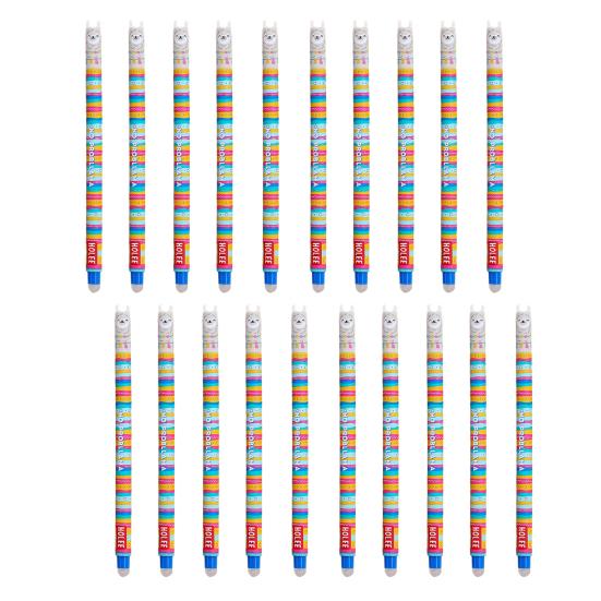 

20Pcs Cartoon Animal Erasable Gel Pens for Kids 0.7mm Cute Cap Design Smooth Writing Stationery Pen Easy Erase Fun School Supplies for Students Alpaca чёрный