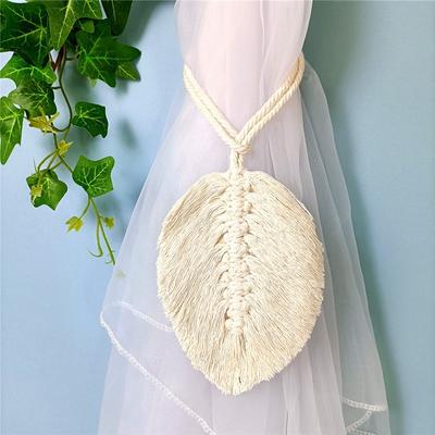 Curtain Tie Leaf Macrame Curtain Tie Back Hand Woven Cotton Tassel Curtain Tie Decorative Accessories for Living Room Boho Decor