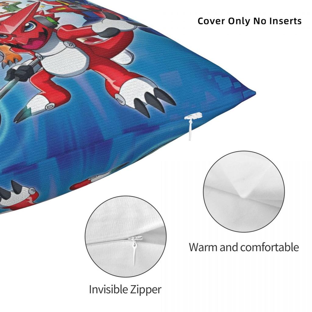 Stylish Bedroom Digital Monster Digimon Decoration Pillowcase Merch Pillow Cover Zipper Multi-Size