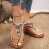 Summer new flat-bottomed pinch rhinestone sandals women