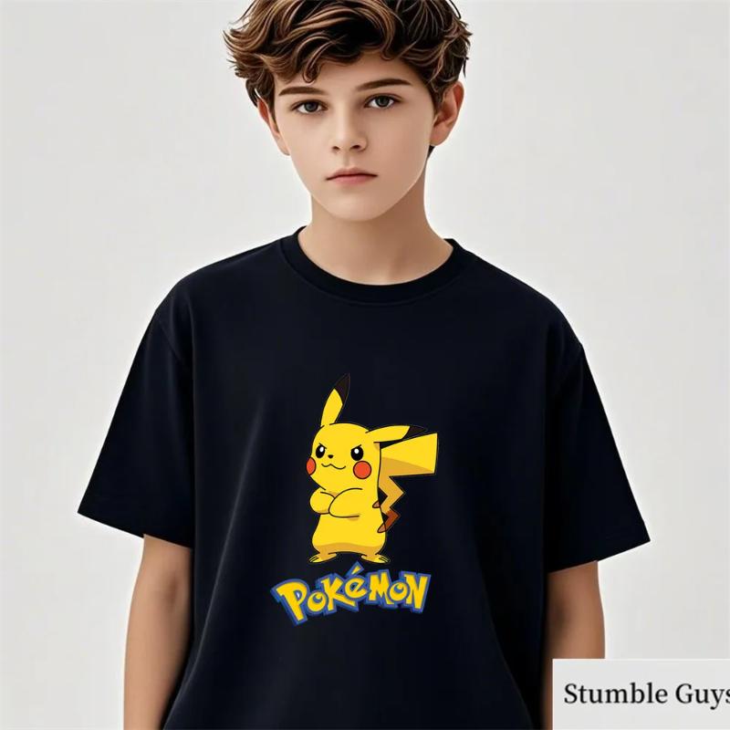 Anime Pokemon T-shirt Kids Cartoon Pikachu Gengar Printed Tshirt Casual Boys Clothes Girls Birthday Gifts Fashion Teen Tops