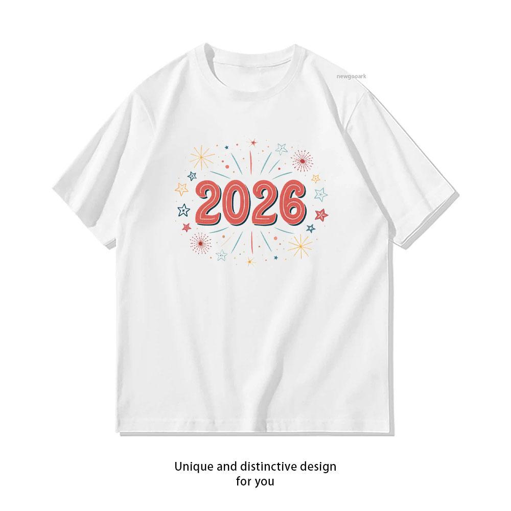 

2026 С Новым Годом Футболка Женская Мужская Повседневная Хлопковая Графические Футболки Уличная Одежда Топы Футболка Мужская Одежда Взрослый S
