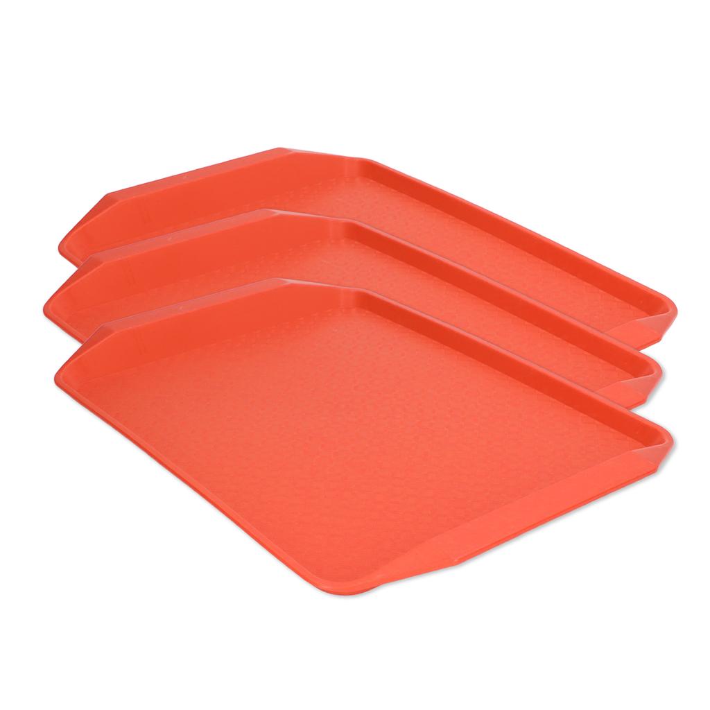 3PCS Colorful Food Tray Rectangle Thickened Binaural Plastic Tray Heat Resistance Stackable Cafeteria Trays for Hotel