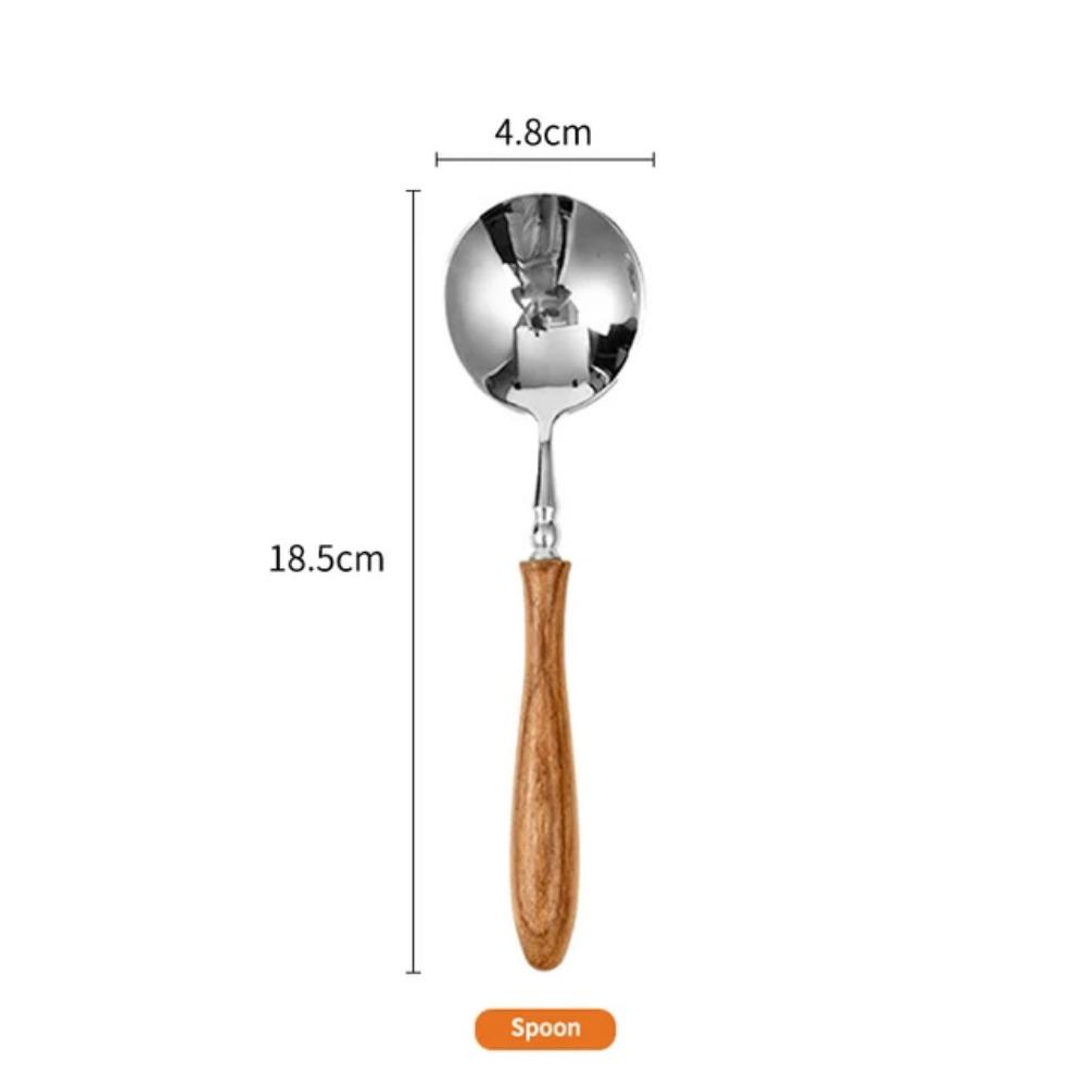 Besteckset mit Holzgriff Edelstahl Besteck Gabel Messer Kaffeelöffel Geschirrset Westliches Besteckset Spülmaschinenfest