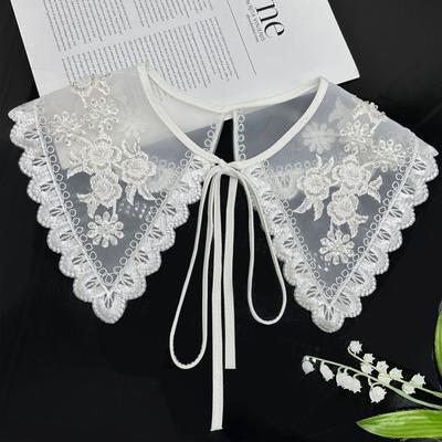 Four Seasons Shawl Milk Silk Chiffon Water Soluble Embroidery False Collar Lace Collar