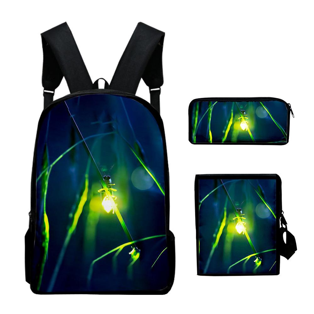 Classic Popular Classic Fireflies 3D Print 3pcs/Set pupil School Bags Laptop Daypack Backpack Inclined shoulder bag Pencil Case