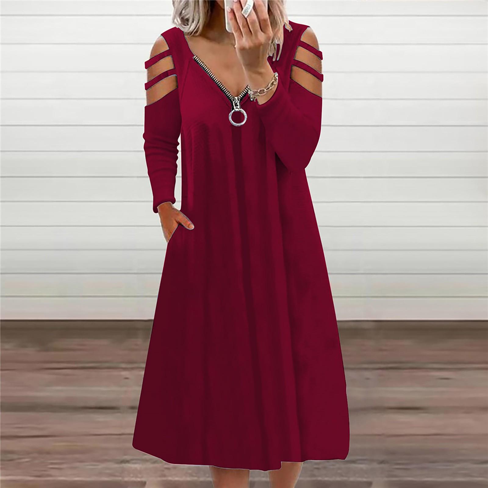 

Women Fashion Sexy Color Leeveless Short Sleeve Dress XXXL винний