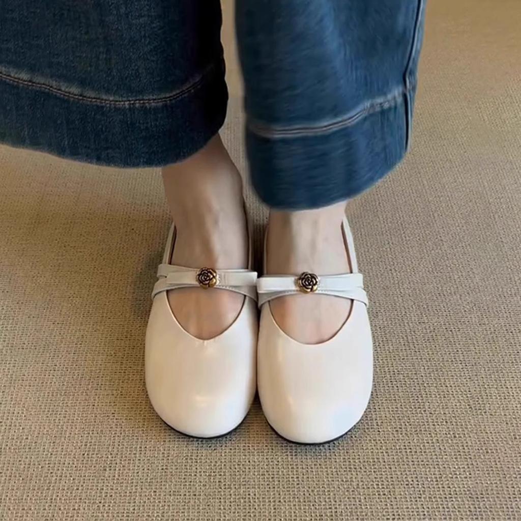 Sheepskin model~ French single shoes women's flat ballet evening shoes with skirts are beautiful and not tired, retro Mary Jane shoes