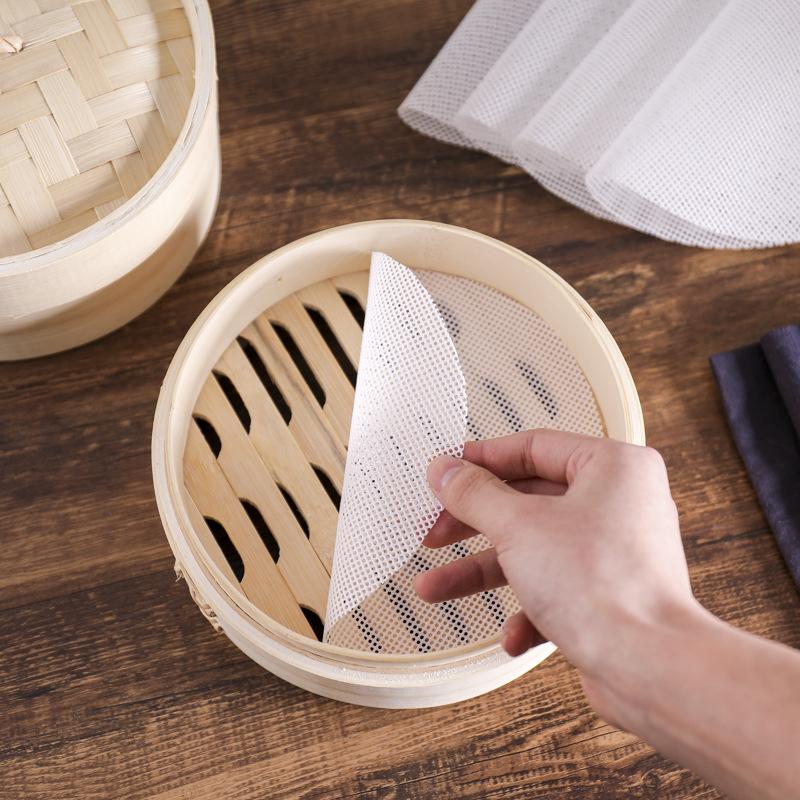 1Pcs Reusable White Silicone Non-Stick Steamer Liners Round Steaming Mat For Bamboo Steamer Cooking Heat Resistant Kitchen