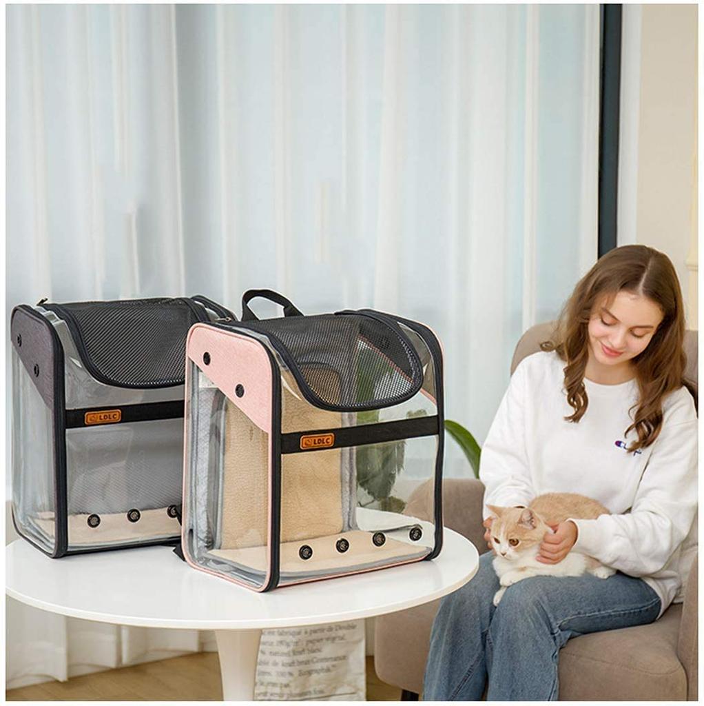 Dog and Cat Carrier Bag Backpack Pet Cage Pet Carrier Pet Bag Capsule Type for Small and Medium Pets Outdoor Travel Dog and Cat Foldable (Pink)