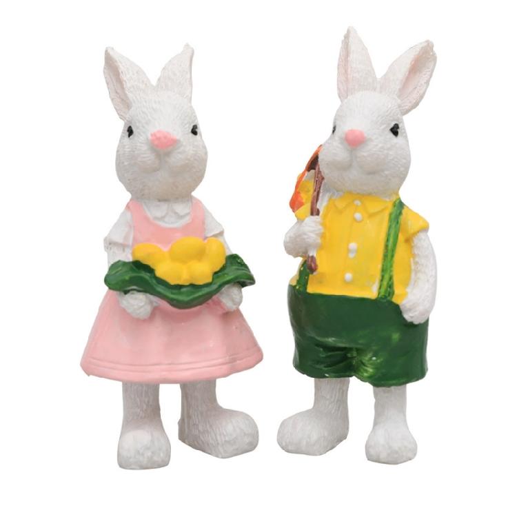 

1Pair Spring Festival Hare Statue Ornament Artificial Resin Rabbit Figurine Easter Decoration for Garden Yard Desktop 1