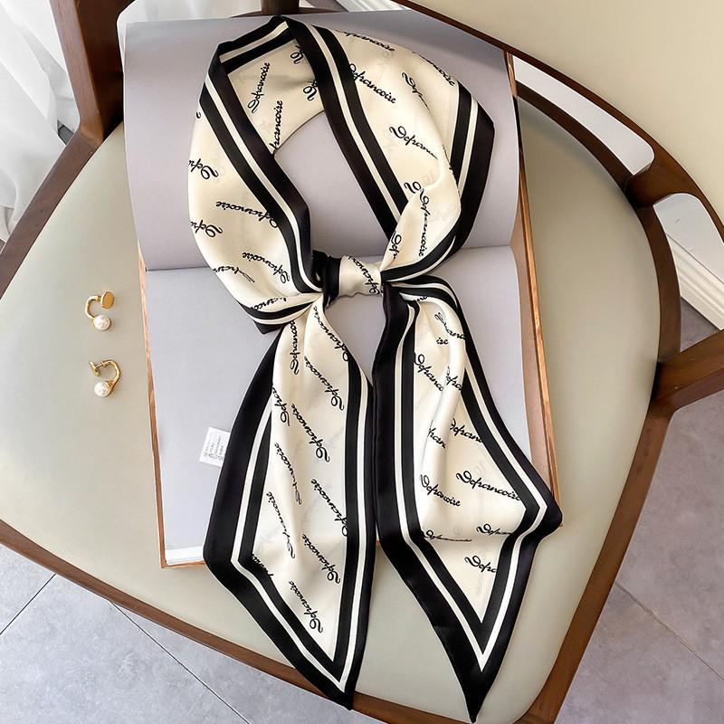 Korean Polka Dot Skinny Scarf: Imitation Silk Spring/Summer Neck Scarf & Headband Tie for Women