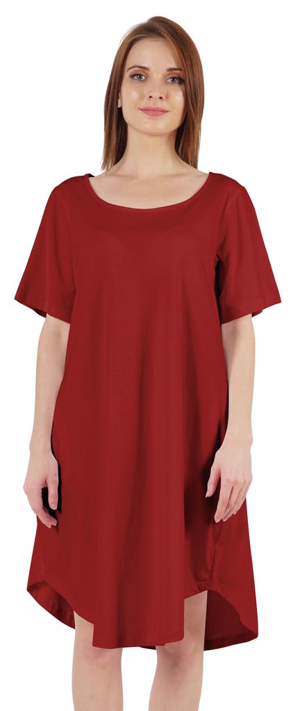 Inkmeso Noční košile pro ženy s krátkým rukávem W Noční košile s kulatým výstřihem Jersey tunika