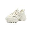 2025 New Leather Dad Shoes Women's Thick-soled Soft-soled Lightweight Double Mesh Breathable Little White Shoes Slim Sneakers