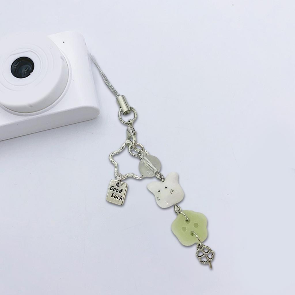 Lucky Rabbit Clovers Star Charm Keychain Colorful Beaded Keyring Handmade Phone Strap Accessory for Women and Teens
