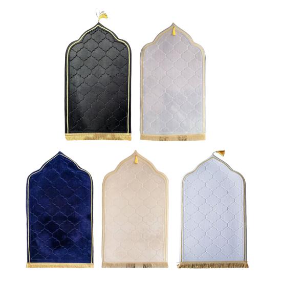 Embossed Prayer Mat Islamic Flannel Prayer Rug Portable Anti-Slip Padded