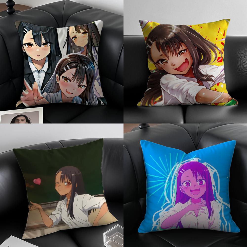 anime comedy NNagatoro SSan Cushion Cover Pillow Case Antidustmite Invisible zipper silky plush cushion