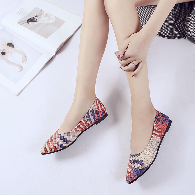 Flache Schuhe Damenschuhe mit spitzer Spitze, flache Schuhe, farblich passende All-Match-Saisonschuhe, flacher Absatz, rutschfeste Freizeitschuhe, leicht und weich