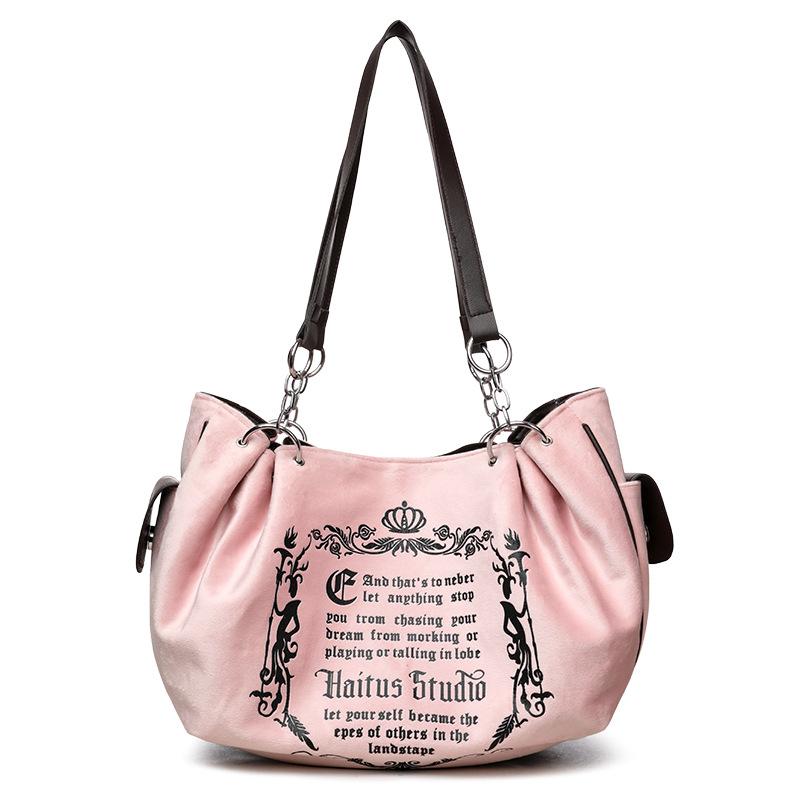 Large Capacity Vintage Artistic Chain Strap Tote Bag Women Fashion Soft Crossbody Pumpkin Bag