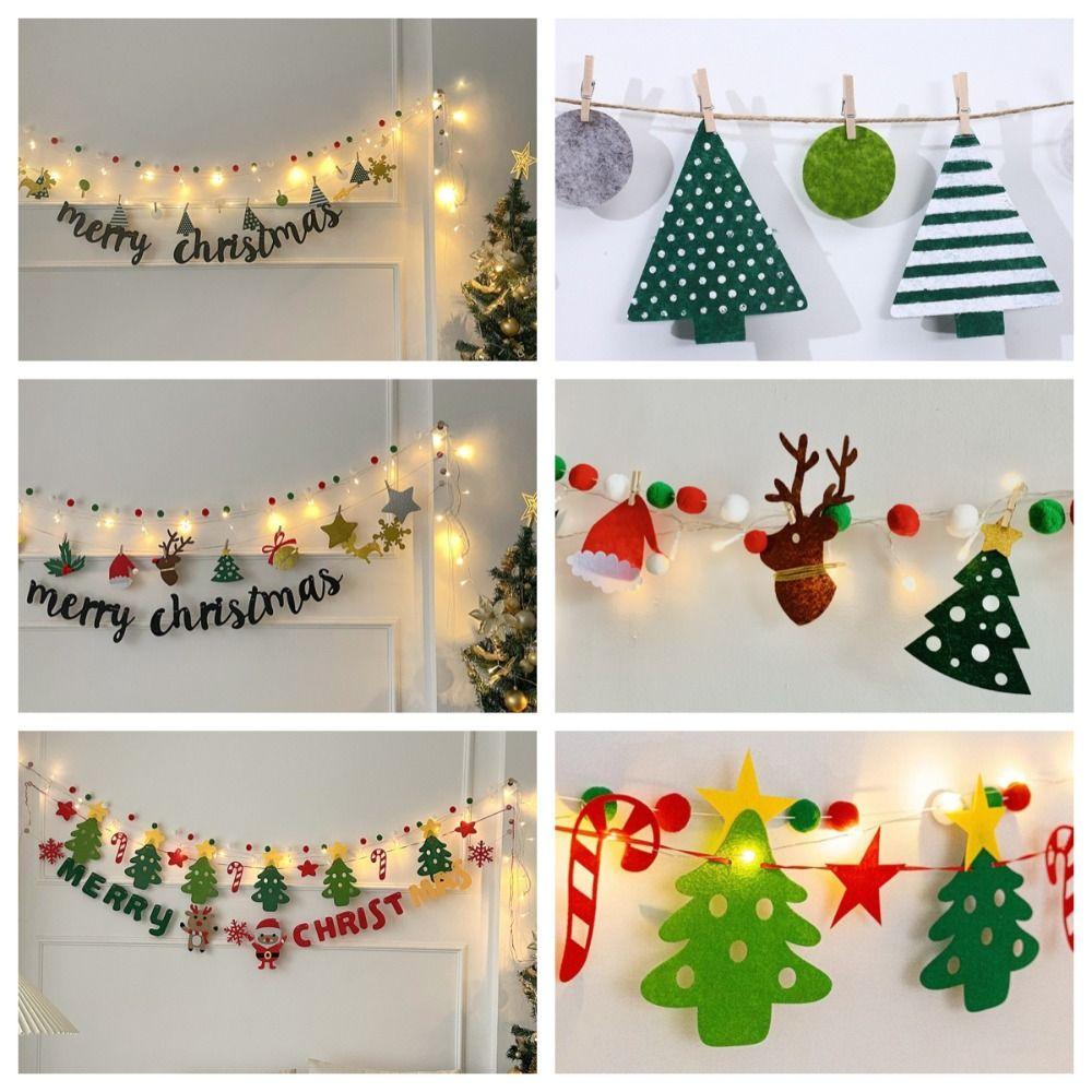 Triangle Flag Christmas Banner Coloured Hairball Christmas Tree Decoration  Christmas
