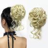 ALAN EATON Claw Clip Messy Bun Hair Piece for Women BLonde Synthetic Wavy Curly Ponytail Hairpiece for Daily Wear Multi-color Option 10 Inch