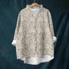 Women's Loose Ruffled Floral Print Stand Collar Long Sleeve Cotton And Linen Top