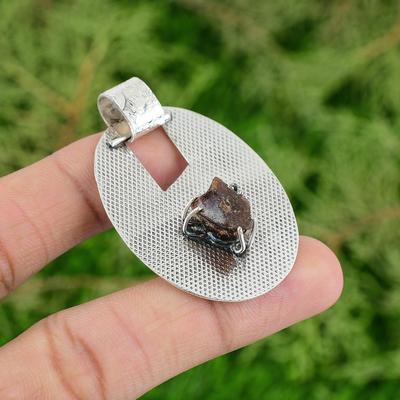 Octagon Natural Smoky Quartz Rough 925 Silver Trendy Anniversary Pendant Jewelry