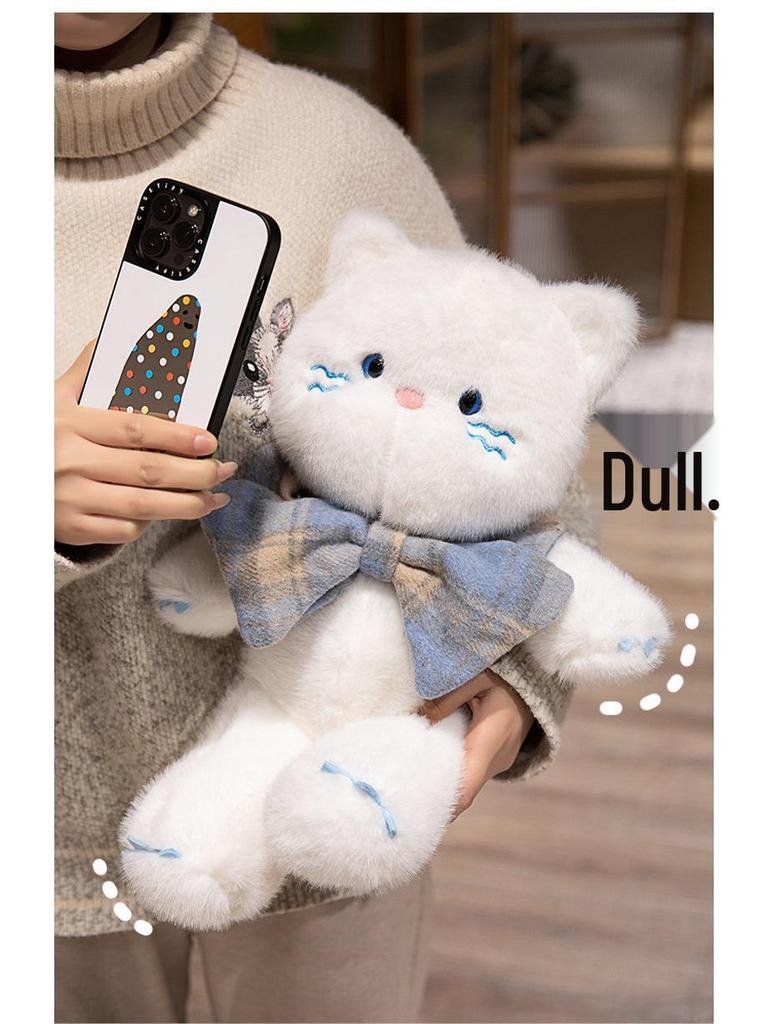 Adorable Bowknot Cat Plush Doll - Comforting Companion Toy for Girls