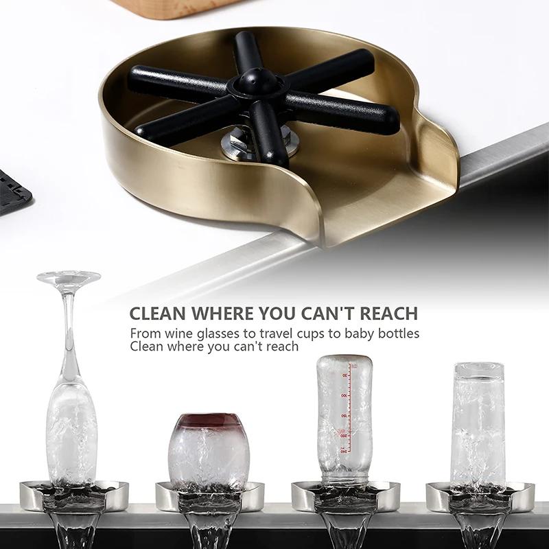 Sink Faucet Glass Rinse Cup Washer Stainless Steel Metal High Pressure Cleaner Bottle Automatic Wash Cups Home Bar Coffee Tea