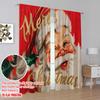 2 Stück, 2D-Flachdruck Vorhangstoff Weihnachtsmann mit roten und grünen Weihnachtsfarben Polyesterstoff (ohne Stange) Urlaubs-Ldeal für