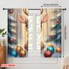 2Pcs,2D Plane Printing Curtain Popular Cute Deer Winter Ornament (3) Versatile Polyester Fabric (Without Rod) Holiday Use For