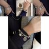 Good Luck Letter Geometric Alloy Bracelet For Women With Electroplating And Hip Hop Style For Travel Gift