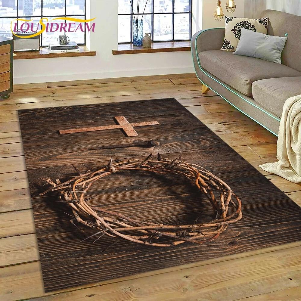 New 3D Pray Holy Bible Cross Jesus Carpet Rug for Bedroom Living Room Home Sofa Decoration,Children Game Large Decor Floor Mat