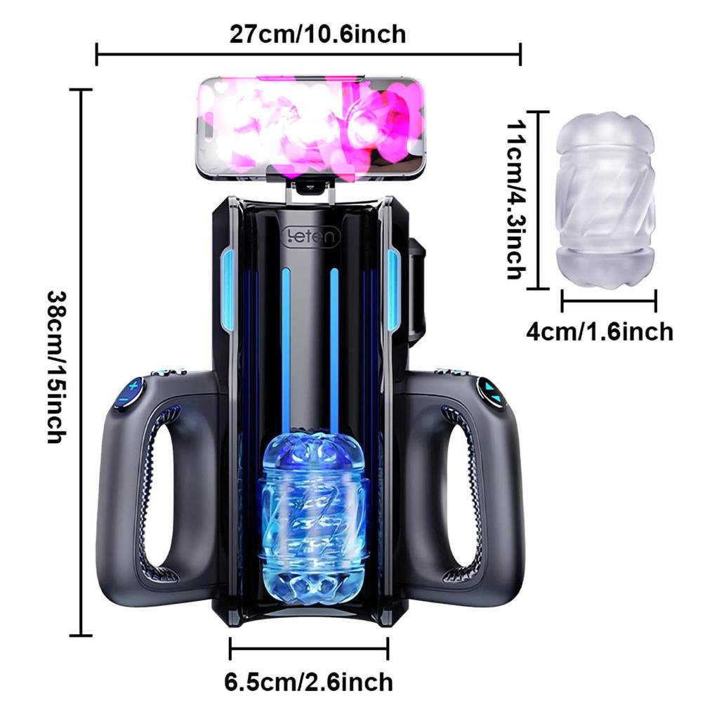 Stroj na sex Leten King s dvojitými rukojeťmi Elektrický masturbátor s přírazem pro muže Orgasmus Hračky pro dospělé 2 Měkké návleky Hlasový stimulátor penisu