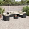 VidaXL Garden Lounge Set 10 Pcs with Cushions Black Wicker 3223711