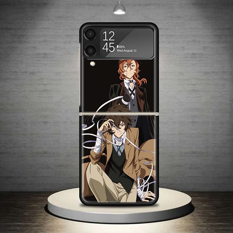 Bungo Stray Dogs Double Black Phone Case For Samsung Galaxy Z Flip 7 6 5 4 3 5G Shockproof Cover Z Flip7 Flip6 ZFlip5 Flip3 Flip