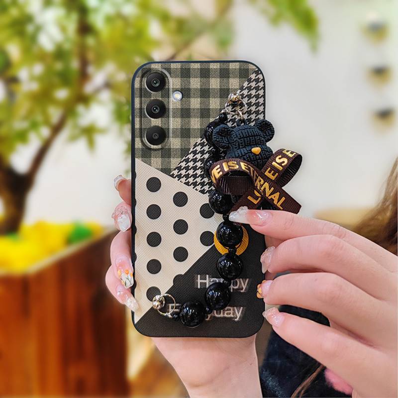 Cartoon Skin-friendly Feel Phone Case For Samsung Galaxy M56 5G/SM-M566B Cute Silicone Back Cover Black Pearl Pendant