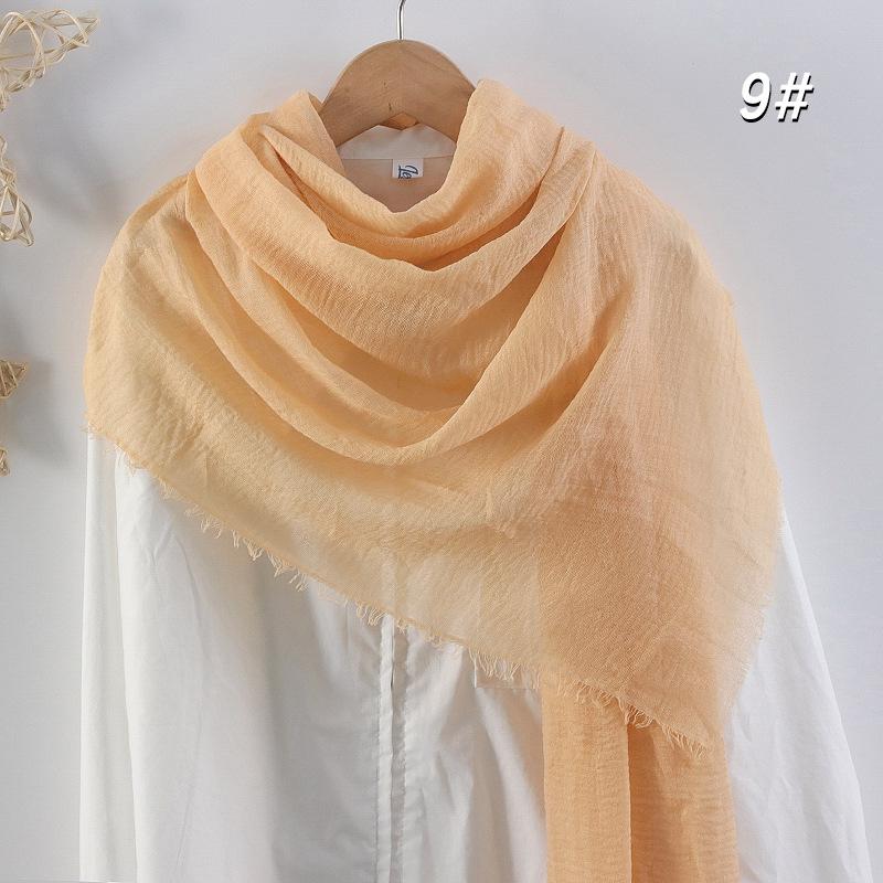 Women's Cotton Linen Silk Scarf - All-Season, Solid Color, Versatile Head and Sunshade Wrap