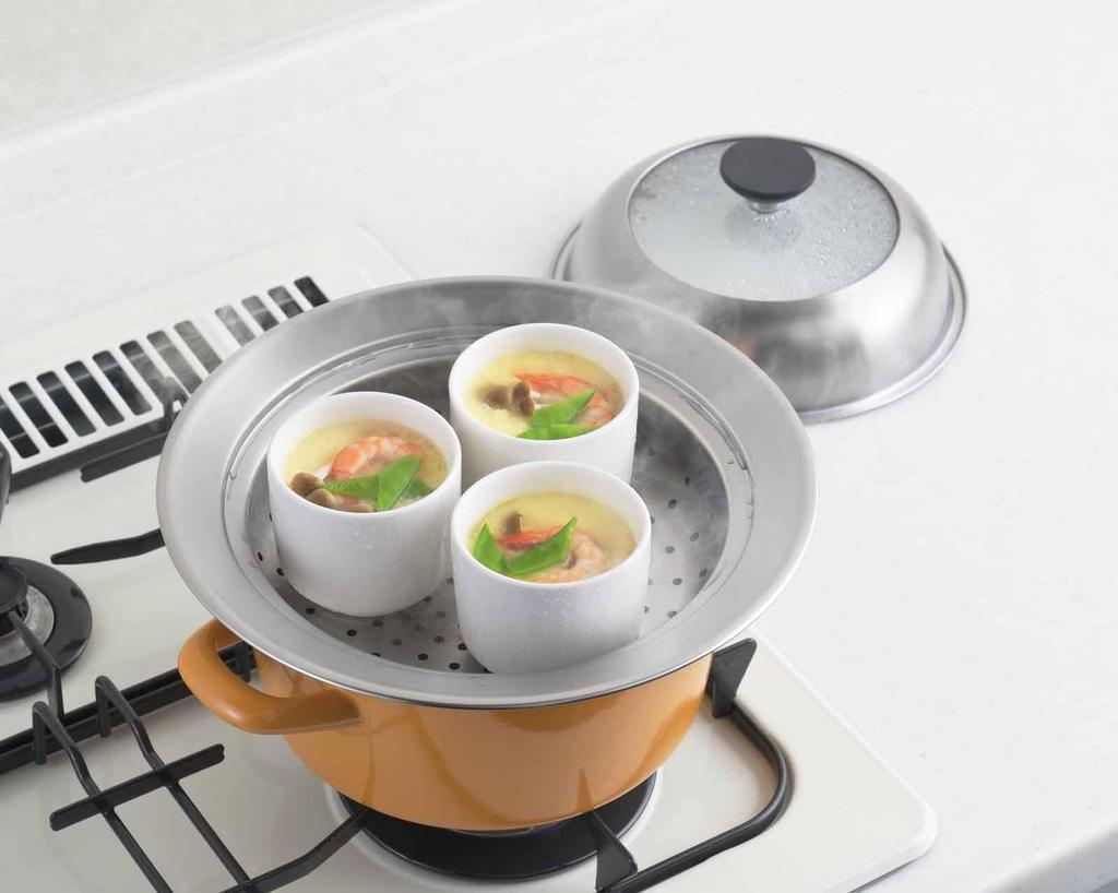 Yoshikawa Steamer for Pots with Glass Stainless Steel Steaming Simply Place on Steam Made in YJ3626 Visible! 20-22cm Lid, Plate, Pot, Food,