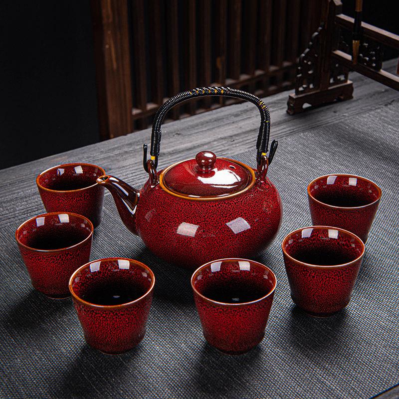 Kiln Transformation Beam Lifting Pot Kung Fu Tea Set Ceramic Large Tea Pot Tea Cup