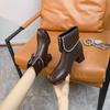 Fashion Boots  Spring/Autumn/Winter New Thick Heel Casual British Style Front Zipper High Heel Short Boots for Women