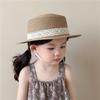French Style Children Straw Hats Spring Summer Baby Sun Hat Trendy Bow Lace Straw Hat  for Kids