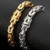 Hiphop Chain Bracelets For Men Never Fade Gold Color Stainless Steel Bracelet Manly Wrist 8.66" Classic Mens Jewellery Accessories