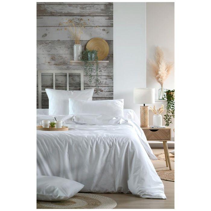 1 Taie de traversin percale de coton uni 45 x 185 cm Elysee blanc