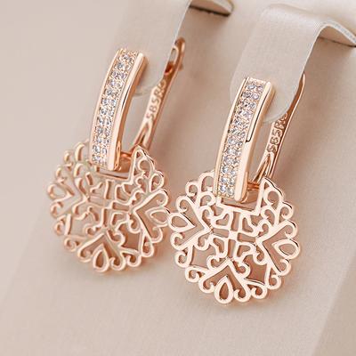 Kienl Rose Gold Color Glossy Metal Big Drop Earring For Women Trend Natural Zircon Accessories Vintage Daily Jewelry