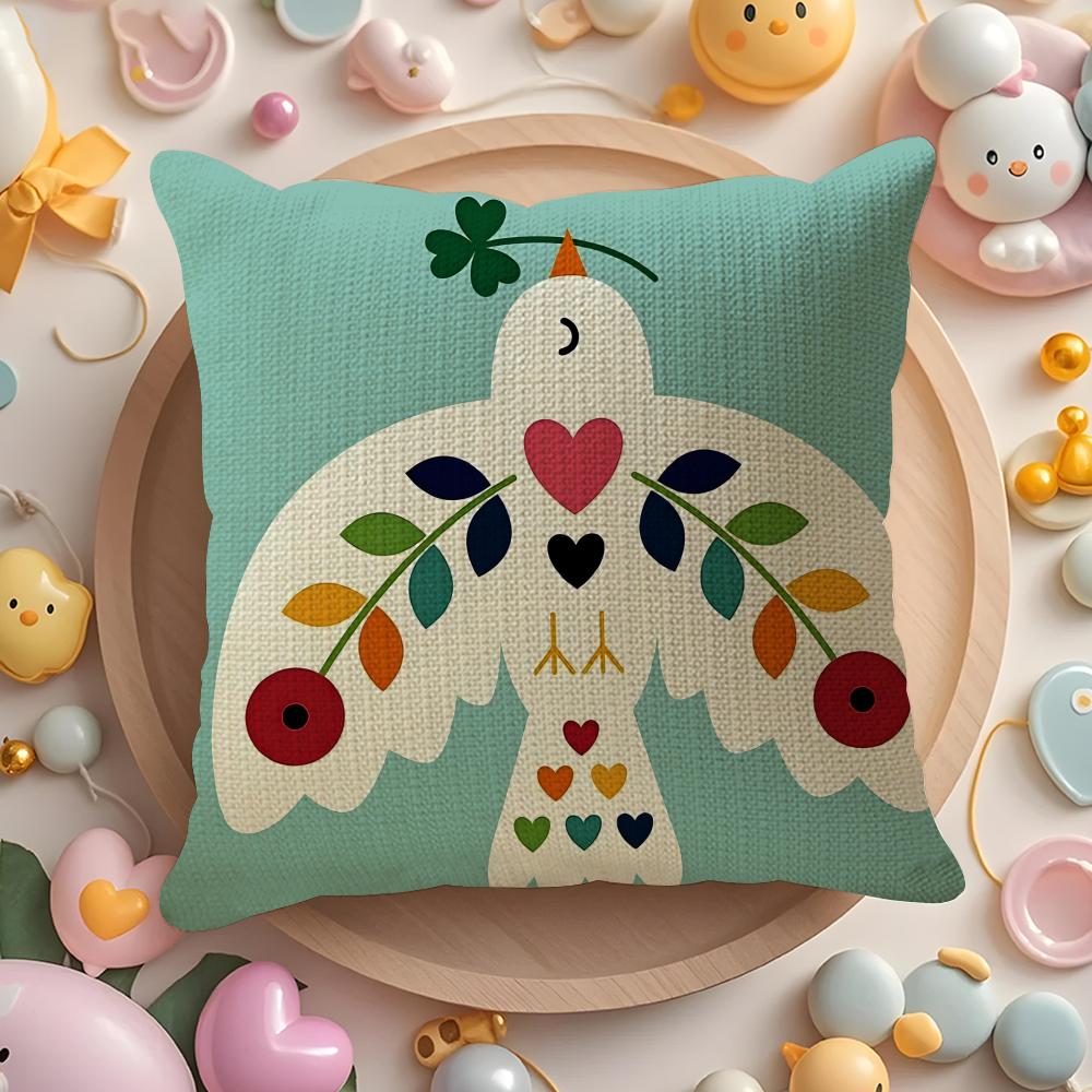 Cartoon Geometric Animal Pattern Pillow Case Pattern Printed Pillowcase for Living Room Sofa Cushion Cover  Bedroom Decor