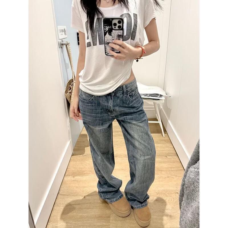 Zuo Se Women s Casual Vintage Wide-Leg Denim Pants XL